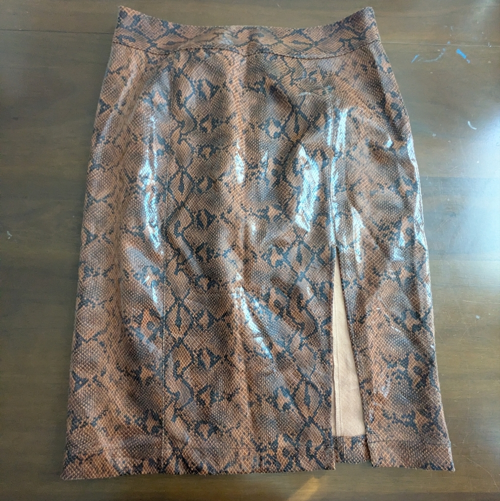Express x Megan‎ Meghan Snakeskin Faux Leather Skirt Size 10